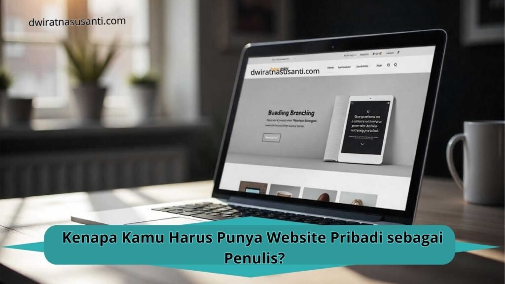 Laptop terbuka menampilkan website pribadi penulis
